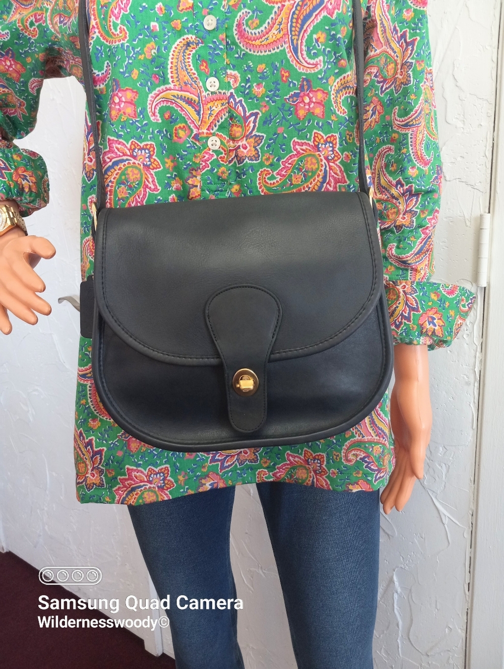 Coach Saddlery (Saddle Bag), Vintage Crossbody Bag, Rich Navy Blue, No. 023 3810